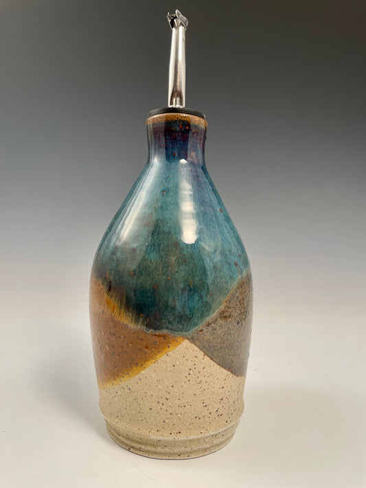 Rustic Blue Oil Bottle