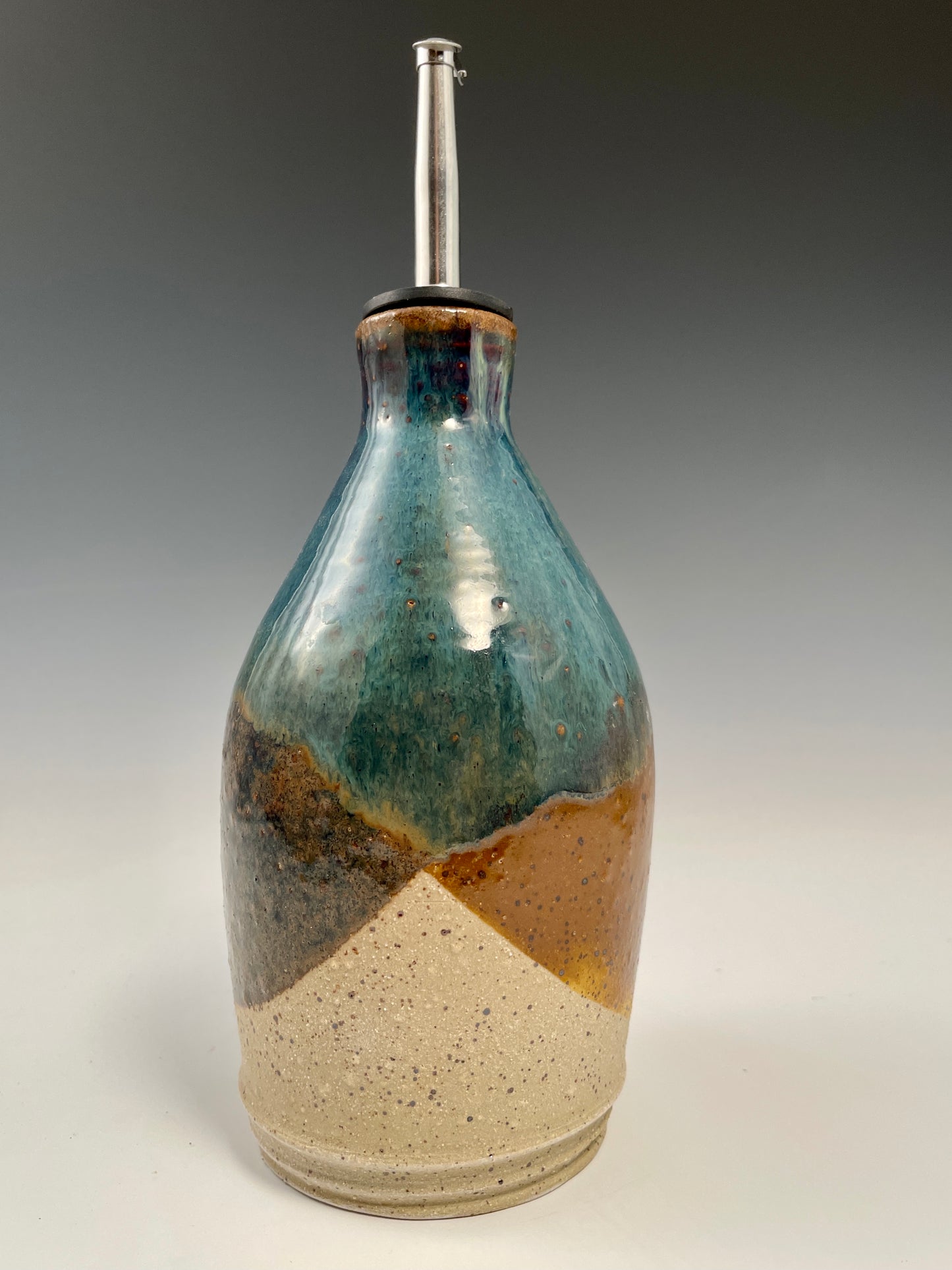 Rustic Blue Oil Bottle