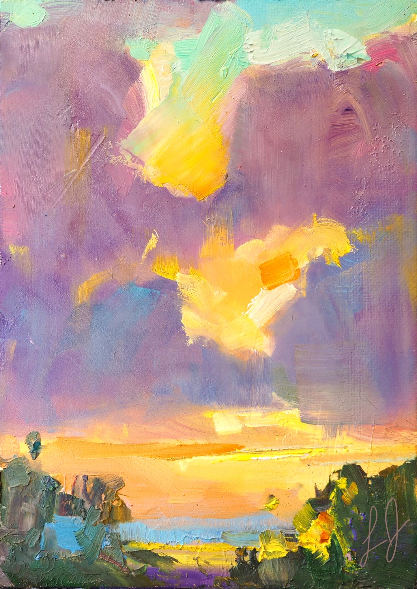 Abstract Sunset Vertical 5x7"